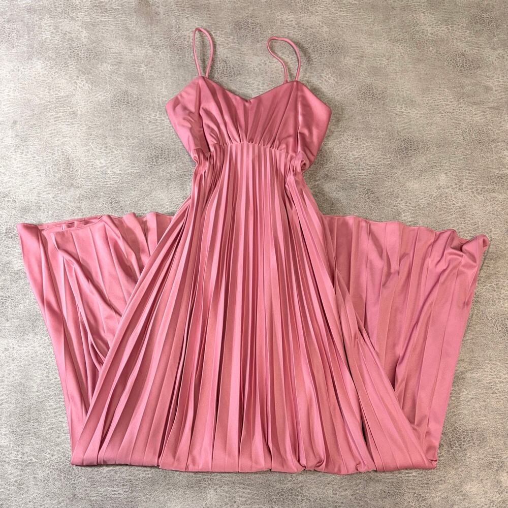 Pink Accordion Gathered Maxi Gown